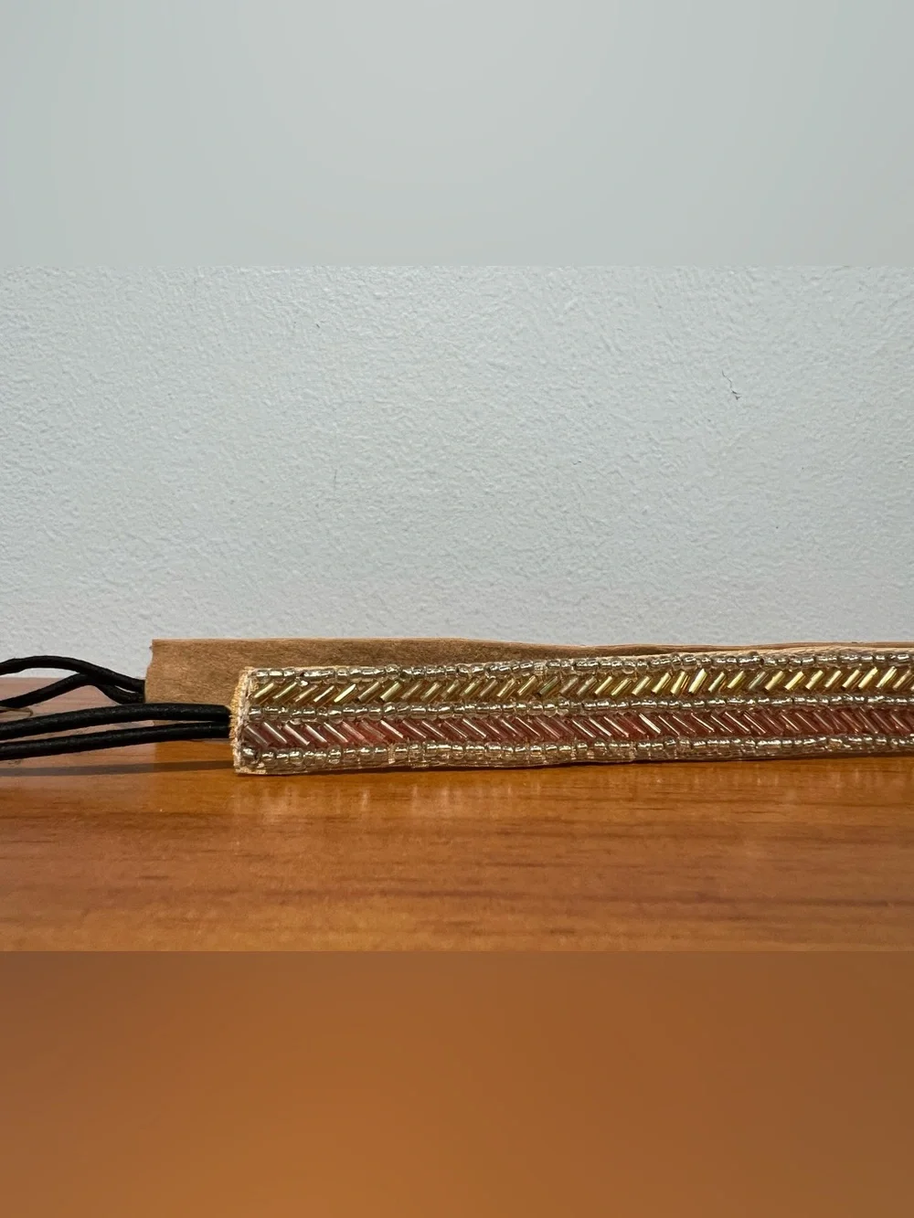 DEEPA GURNANI NWT Beaded Embellished Boho Luxe Stretch Leather Lined Headband